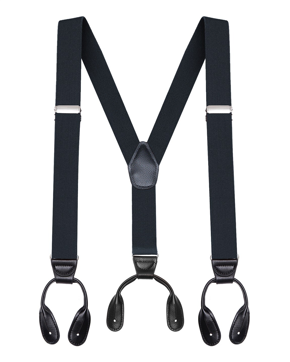 Buyless Fashion Button Suspenders for Men 48″ Adjustable Straps 1 1/4″ Y Shape