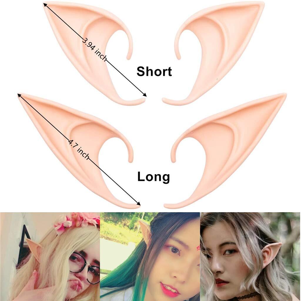2 Pairs Halloween Elf Ears – Medium and Long Style Cosplay Fairy Pixie Elf Ears