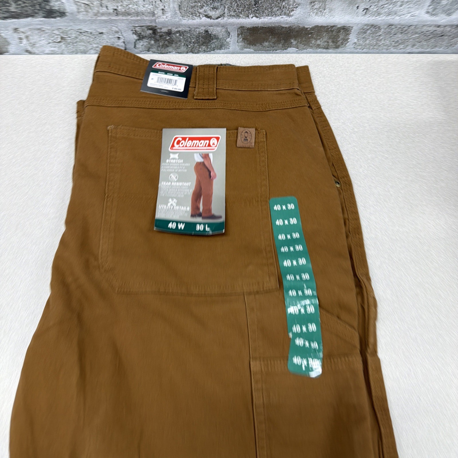 Coleman Men’s Durable Canvas Tear Resistant Utility Pants 40×30 Copper