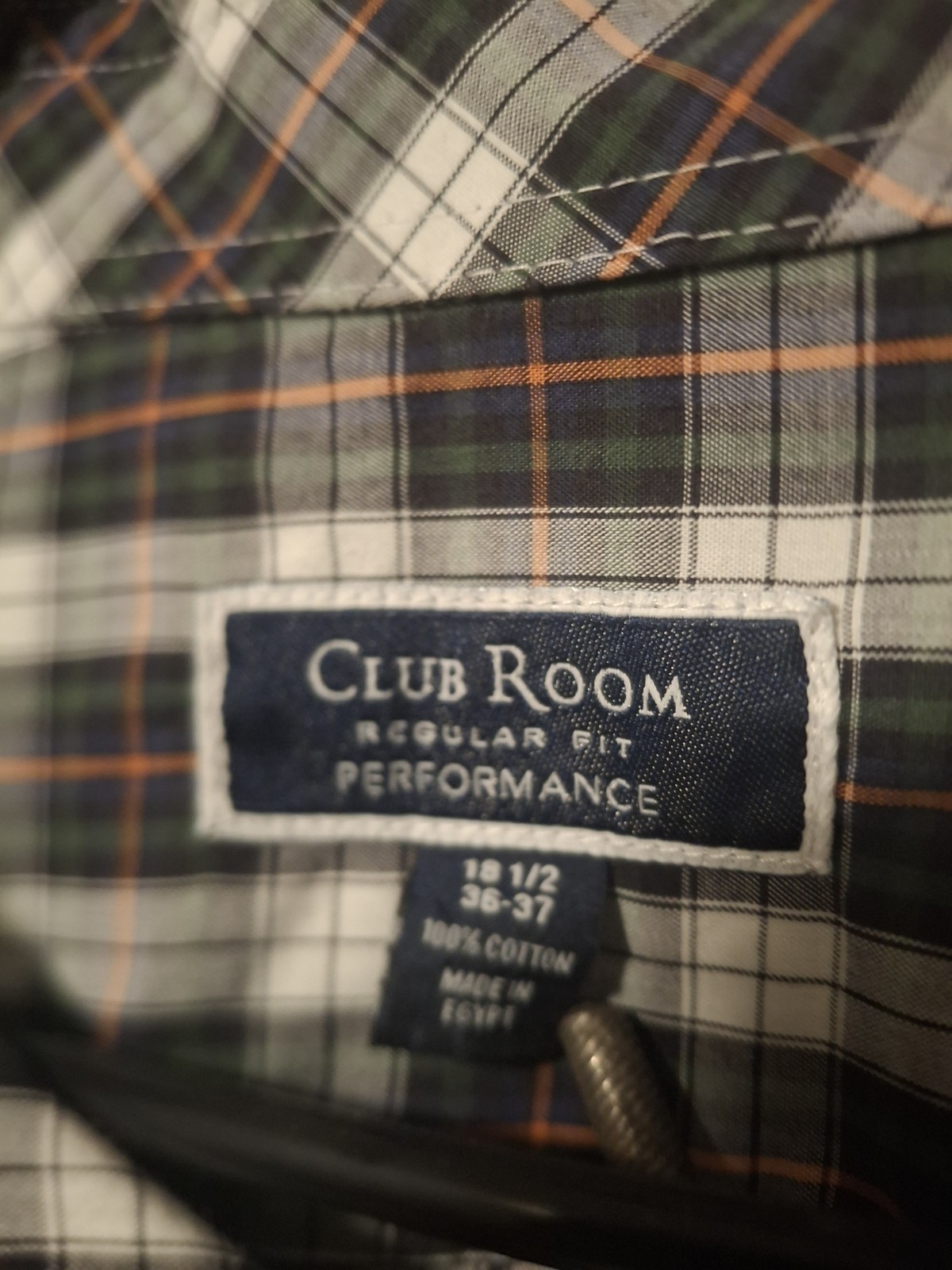 Club Room Men’s Regular Fit Performance 18.5-36/37 Checkered/Striped