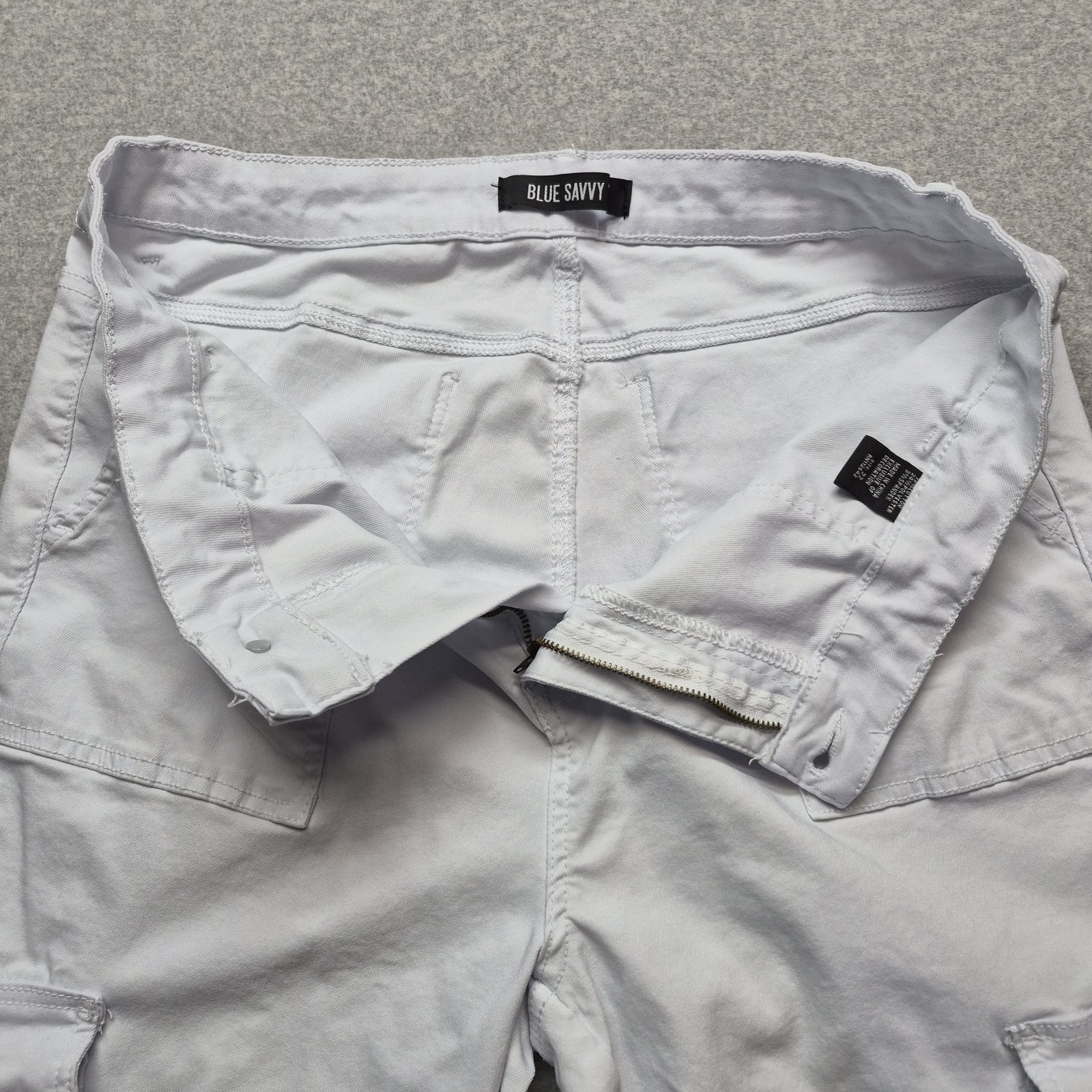 Blue Savvy White Cargo Pants Womens 22 Utility Tactical Stretch High Rise