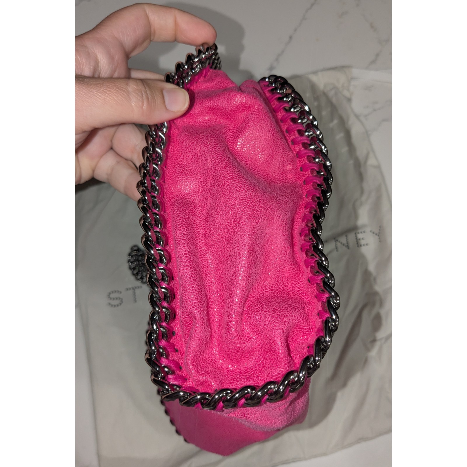 Stella McCartney Falabella Mini Tote Bag In Fuchsia Shaggy Deer Authentic NEW