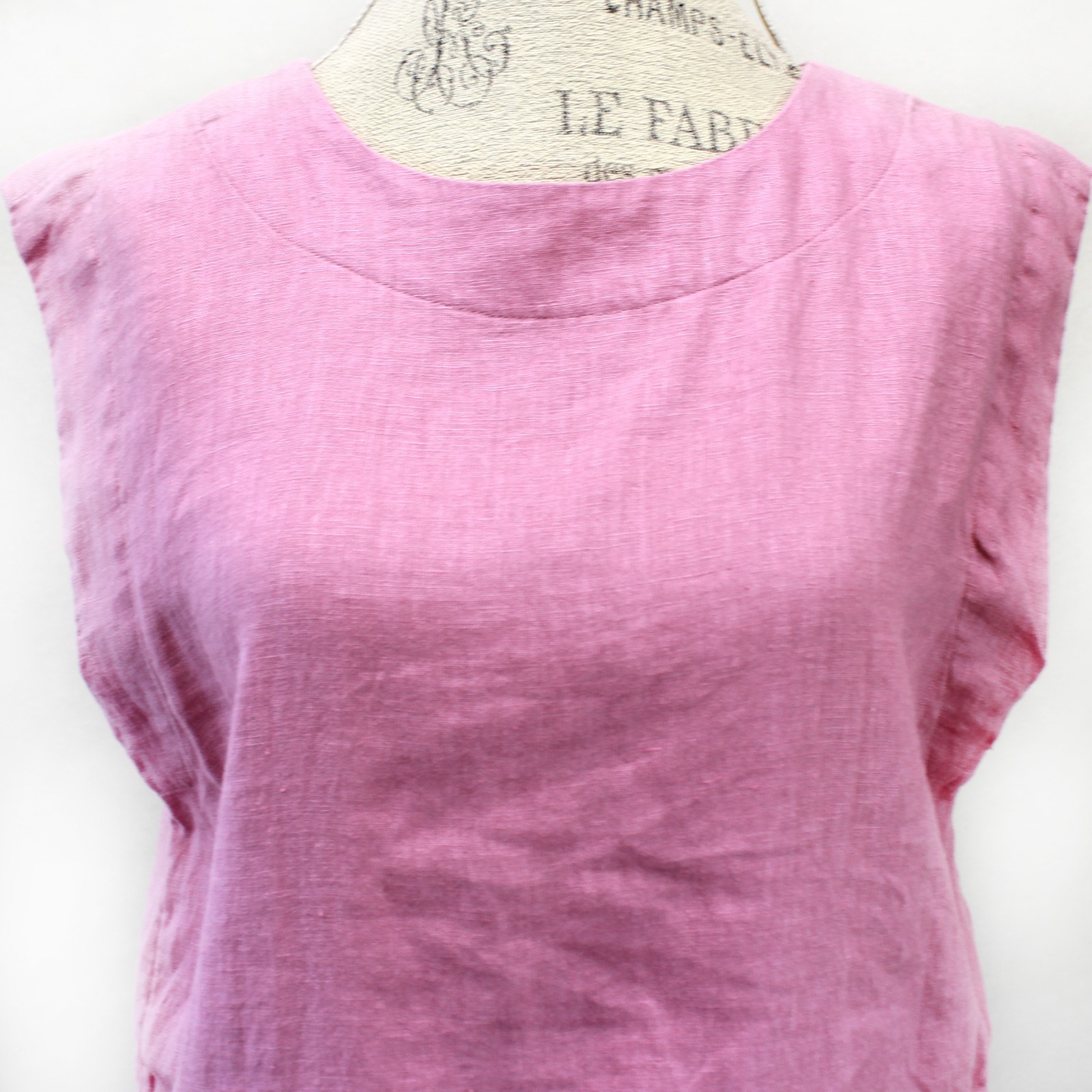 Madewell Plus Pink Bateau-Neck Tank in 100% Linen Button-down Back 3X