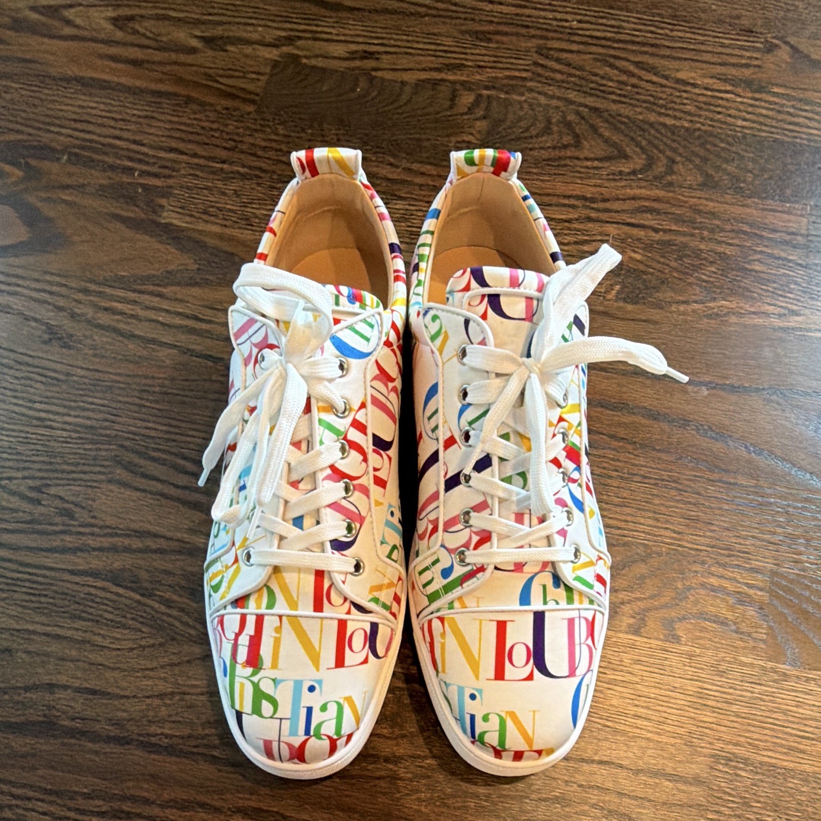 Christian Louboutin Louis Junior Orlato Men’s Low-Top Lace-Up Logo Sneakers