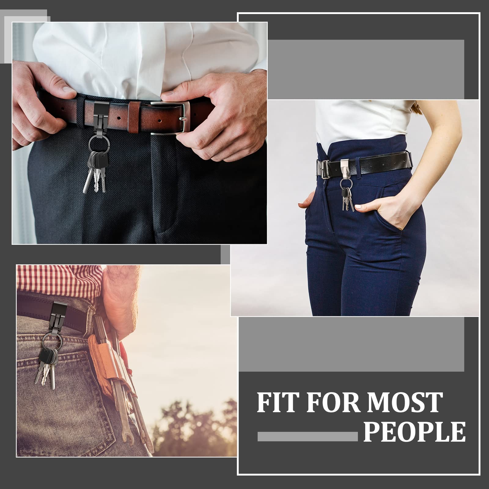 Moxweyeni 4 Pieces Belt Key Clip Holder as pictures shown, Black, Silver