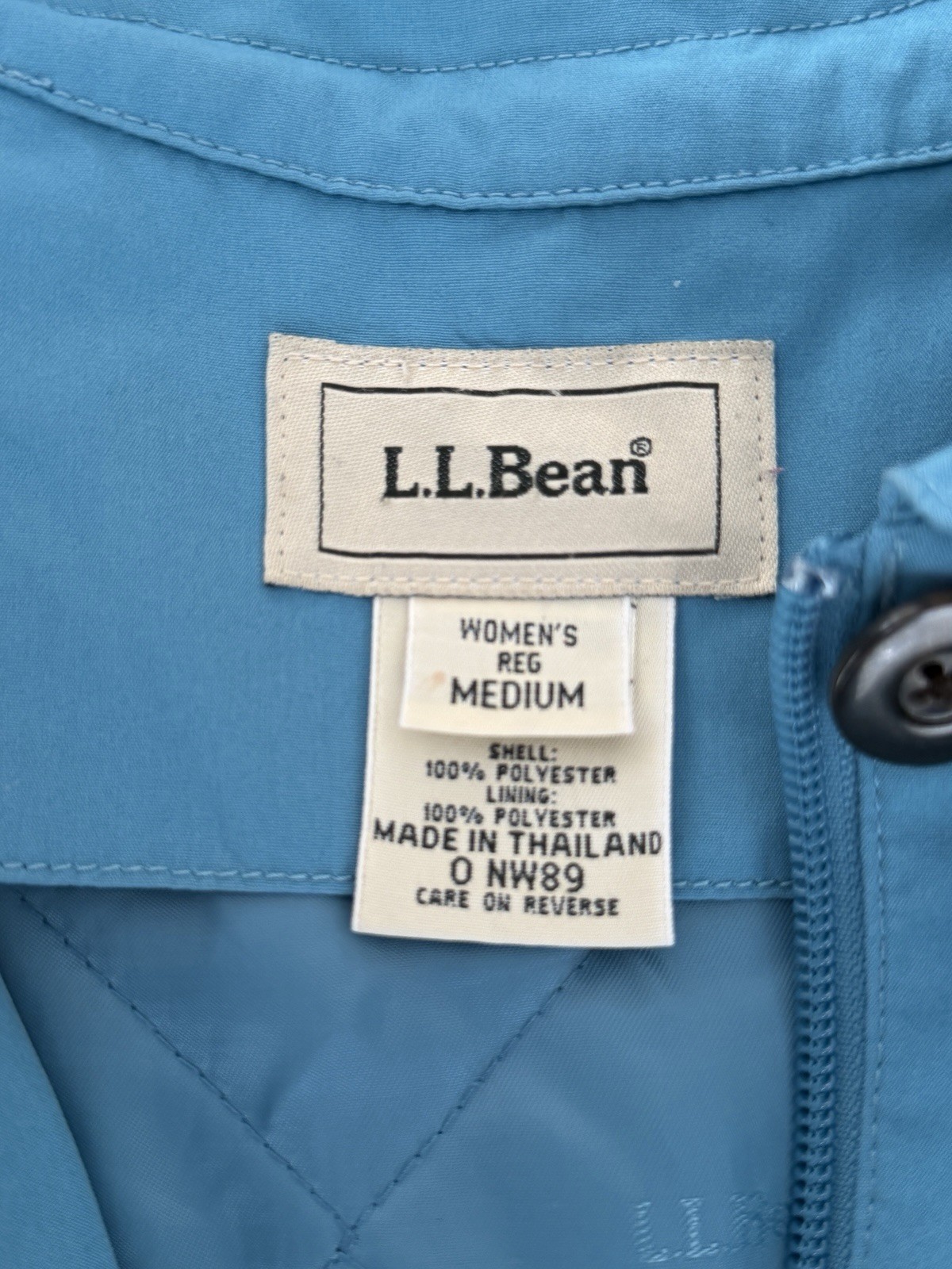 Vintage L.L.Bean Womens Medium Teal Blue Plaid Lined Jacket Quilted Coat