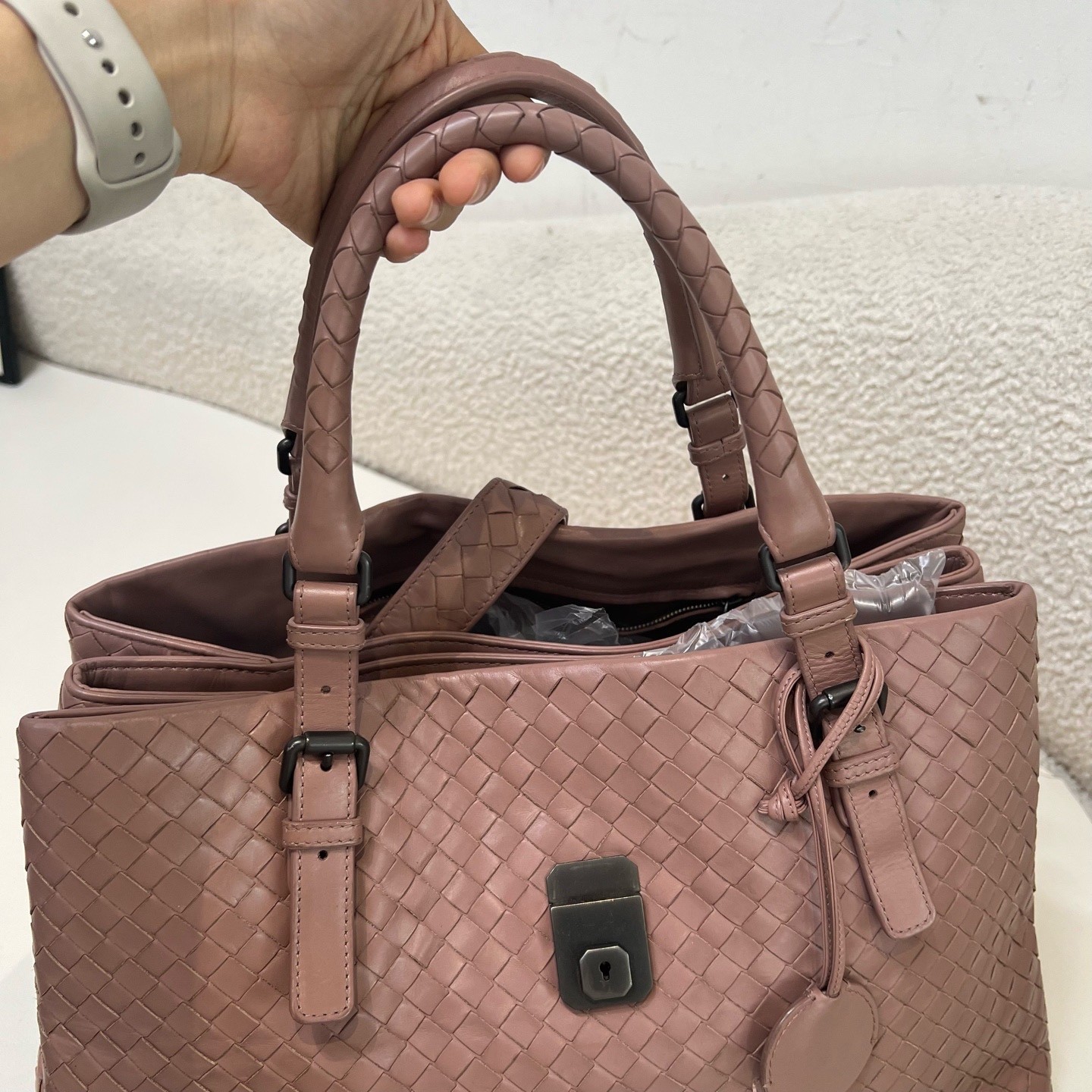 Bottega Veneta Pre-Owned Authentic Satchel Pink 38×26×19cm