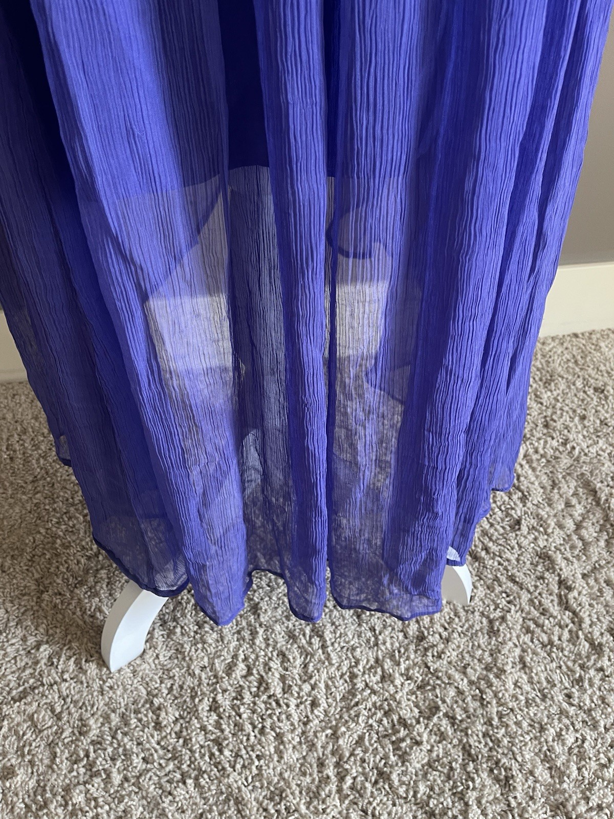 Sundance Woman’s Embroidered Long Ruffle Purple NWT Chiffon Maxi Dress Medium