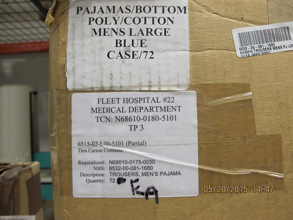 NAVY Medical Light Blue Broadcloth Elastic Waist Pajama Pants Large 29 1/2″ [C3]