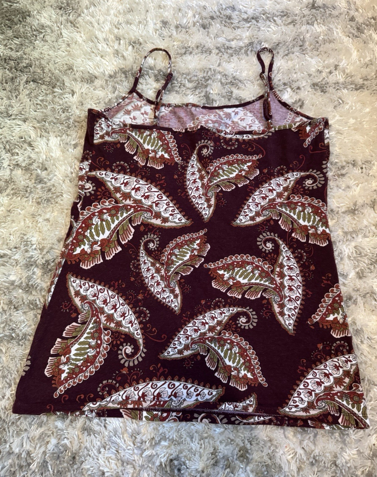 Women’s Maternity S Burgundy Paisley Spaghetti Strap Square Neck Camisole Top