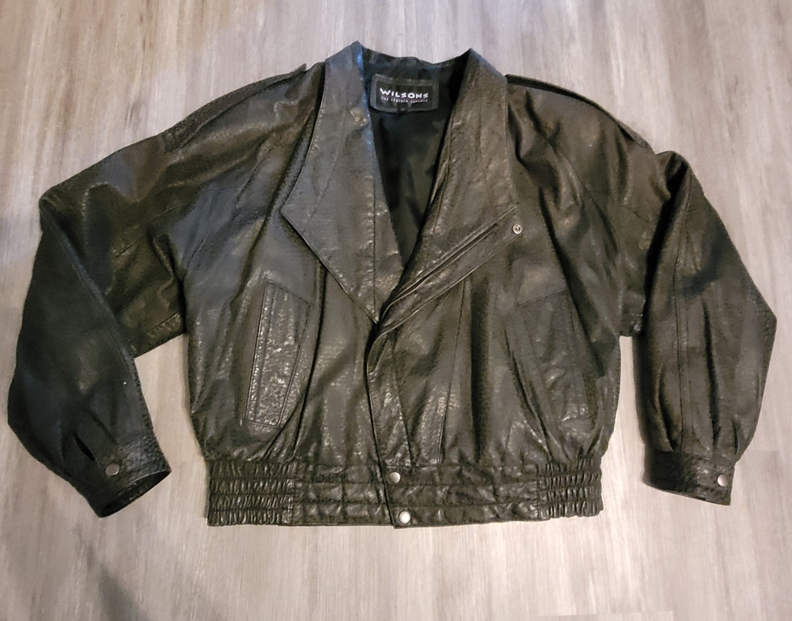 Vintage Wilsons Men’s Black Leather Bomber Jacket XL 80s/90s