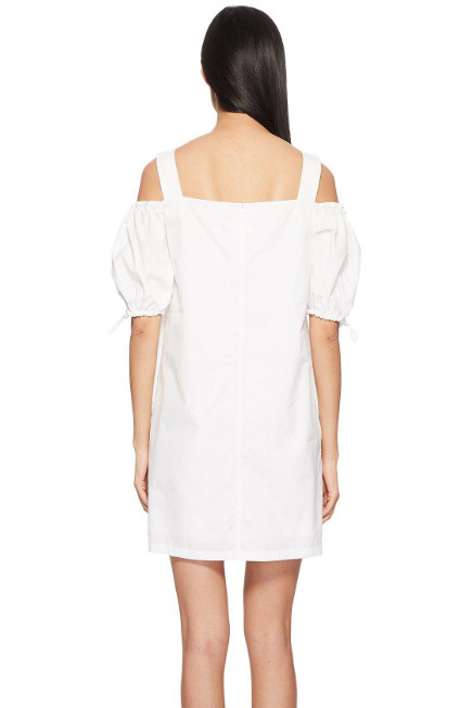 Sportmax L77221 White Cina Cold Shoulder Puff Short Sleeve Dress Size 12