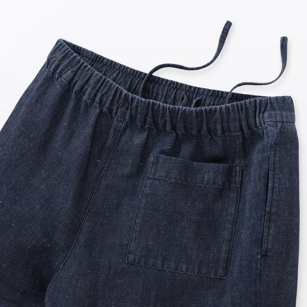 MUJI Womens Organic Cotton Linen Denim Easy Wide Pants Dark Navy FedEx