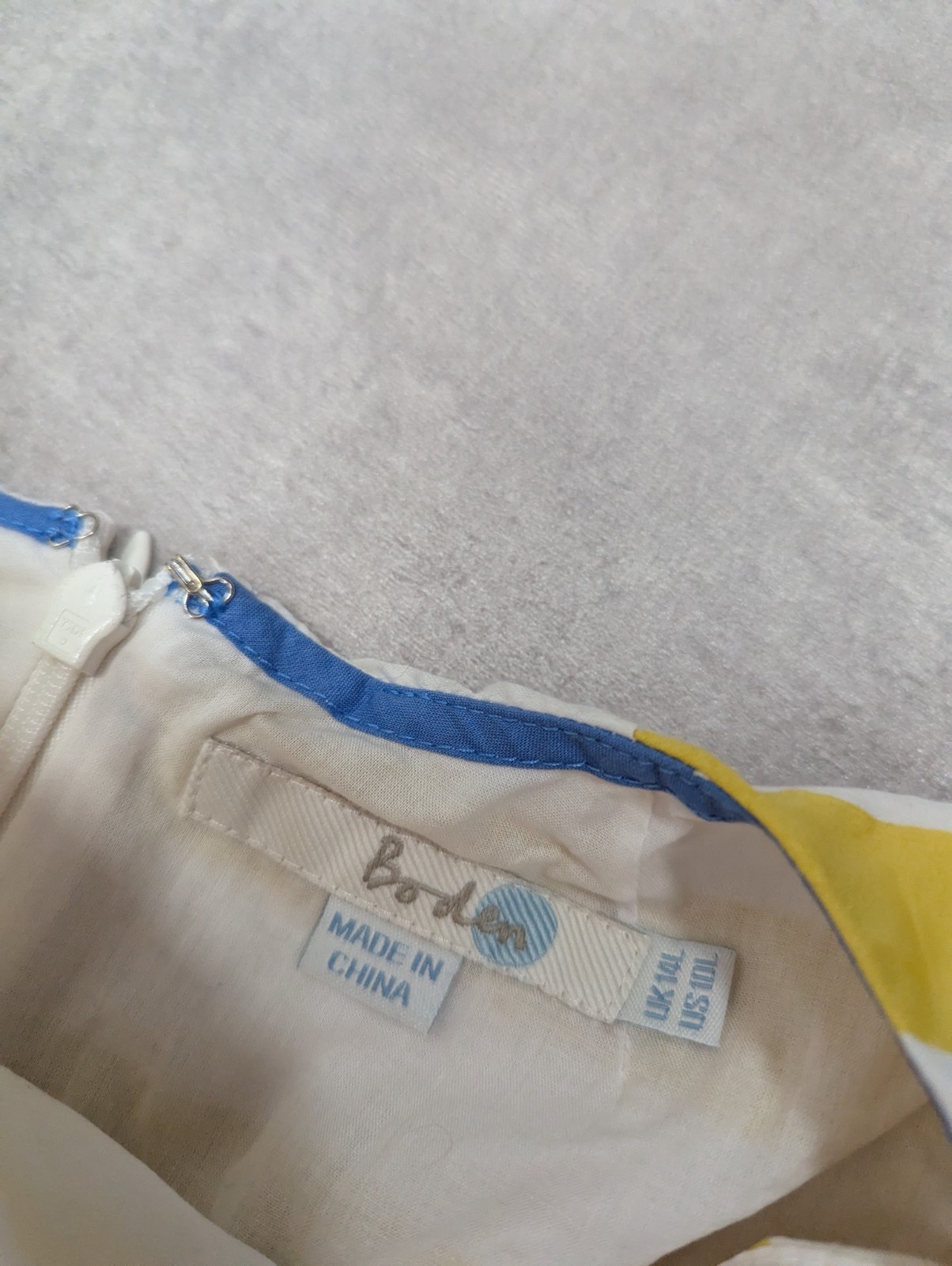 Boden Dress Womens 14 Yellow Stripe Flare Summer Nautical Retro Chic Swishy Mara