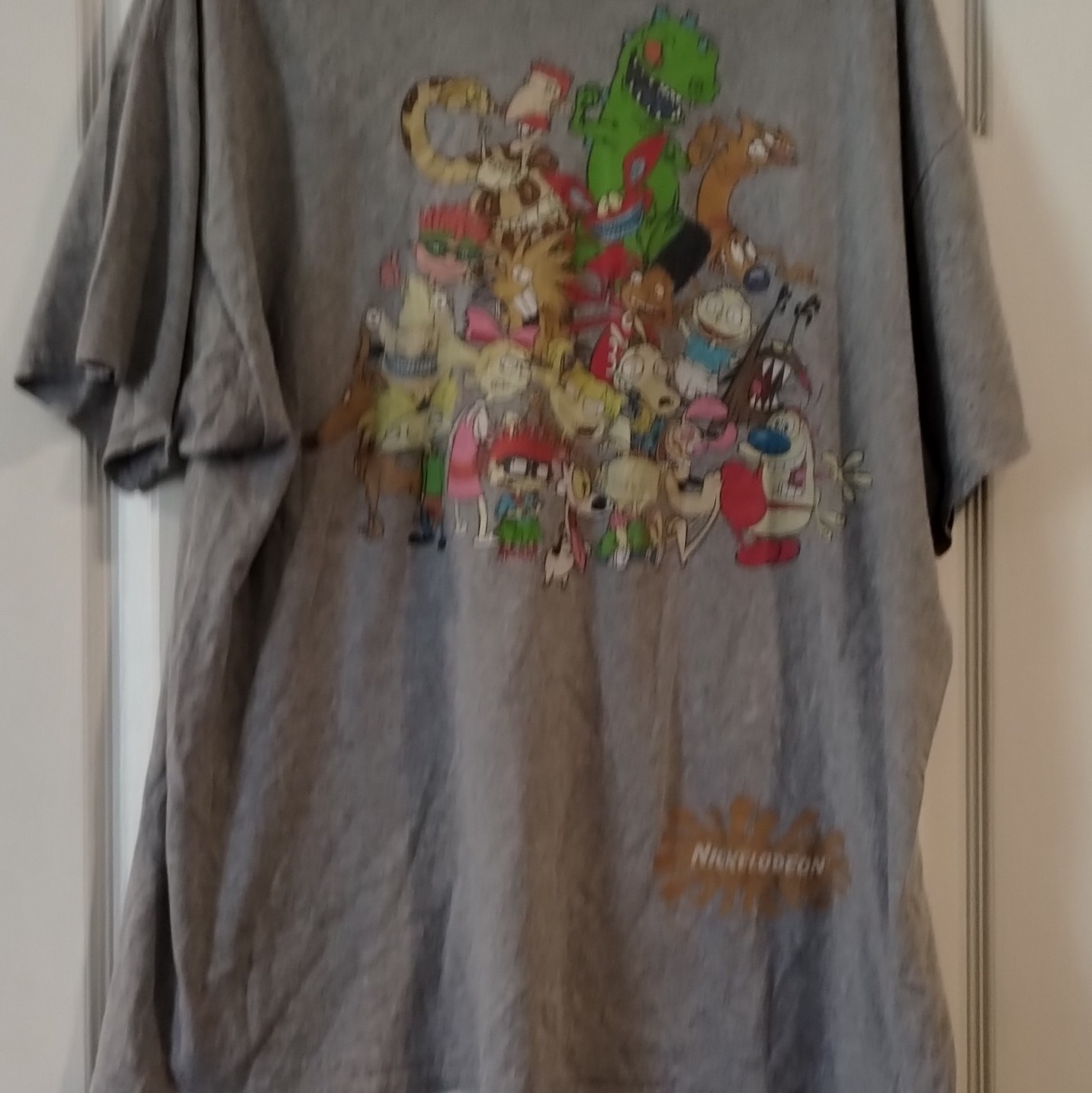 Nickelodeon Gray Graphic Logo Print Crew Neck Tee Shirt 2X. (A41)