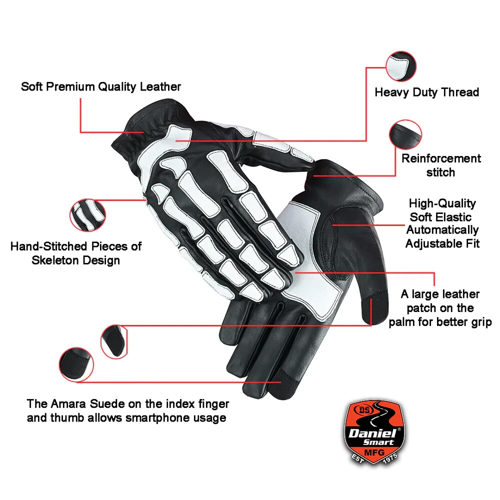 Biker Skeleton Bone Gloves Racing Cycling Motorcycle Mechanics Full Finger New