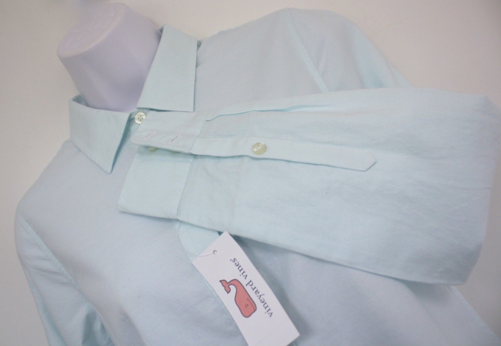 Vineyard Vines shirt Crystal Blue button down logo Oxford collar standard cuff