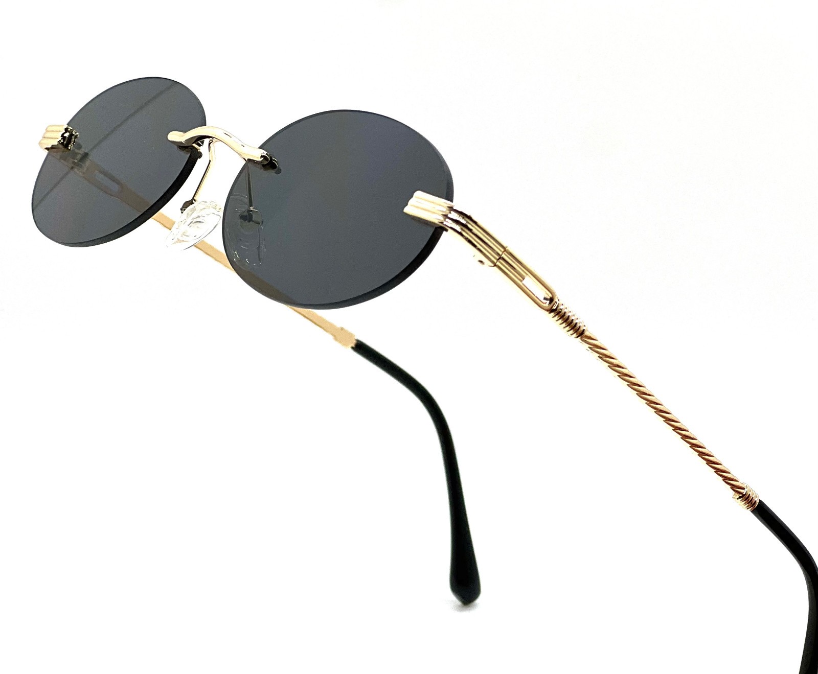 Vintage Gold Frame Rimless Luxury Men’s Hip Hop Clear Lens Retro Fashion Glasses