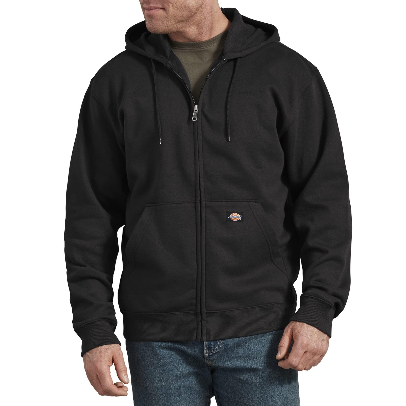 Dickies Men’s Big & Tall Big Full Zip Fleece Hoodie, Black, Large Tall