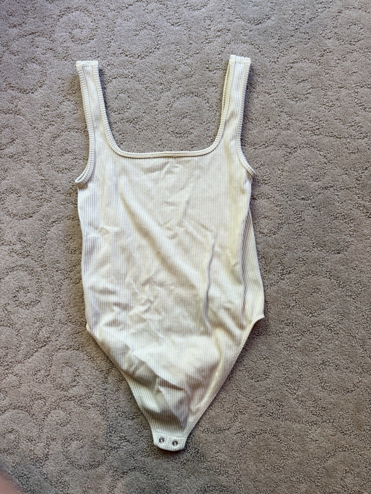 Forever 21 Yellow Tank Top Bodysuit With Ribbed Fabric