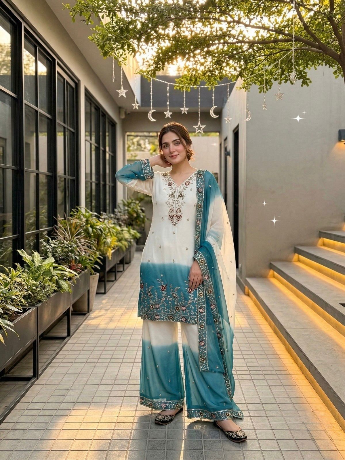 SALWAR KAMEEZ INDIAN WEDDING PAKISTANI PARTY WEAR DRESS SHARARA BOLLYWOOD SUIT L