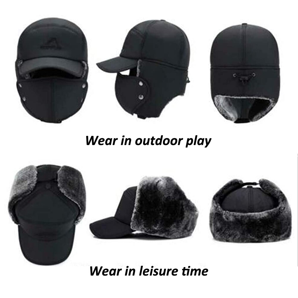 Men Women Winter Ear Flap Trapper Avaitor Warm Hat Ushanka Baseball Cap Thermal