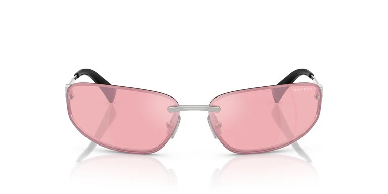 Miu Miu MU A50S 1BC70J 68mm Silver Pink Gradient Rimless Women’s Sunglasses