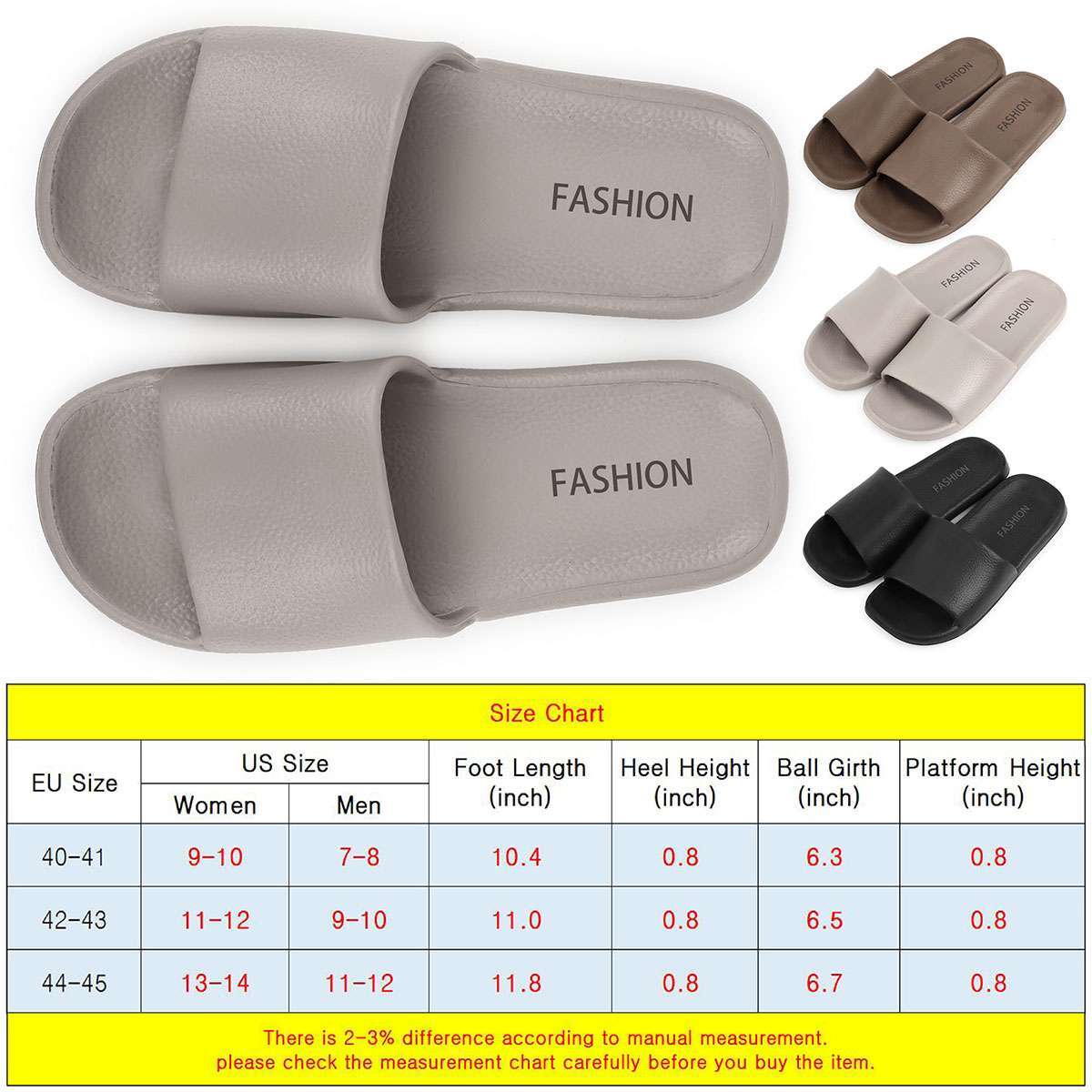 Womens Men Non-Slip Slides Shower Slippers House Sandals Bathroom Shoes Durable