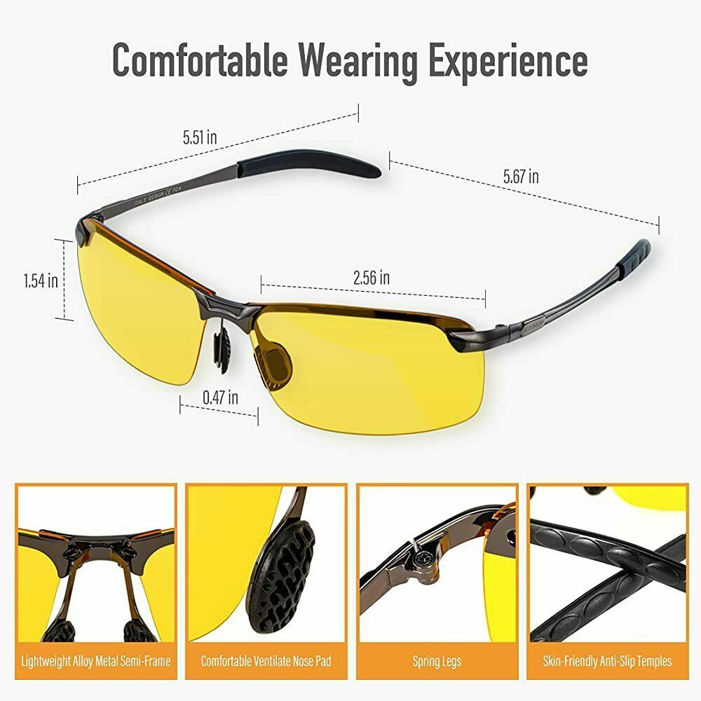 Tac HD Polarized Day & Night Vision glasses Men Driving Pilot Aviator sunglasses