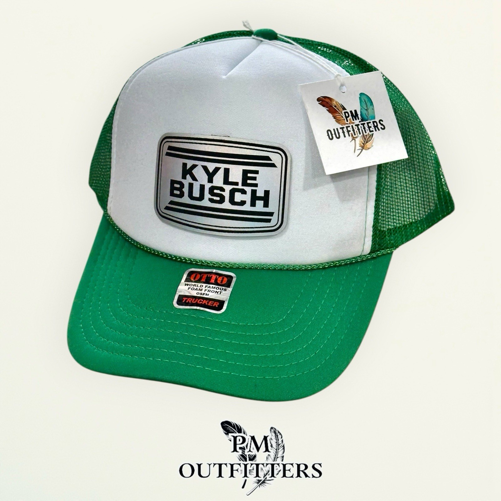 Kyle Busch Memorial Hat Otto Green White Foam Rope Trucker RIP Rowdy 1985-2026