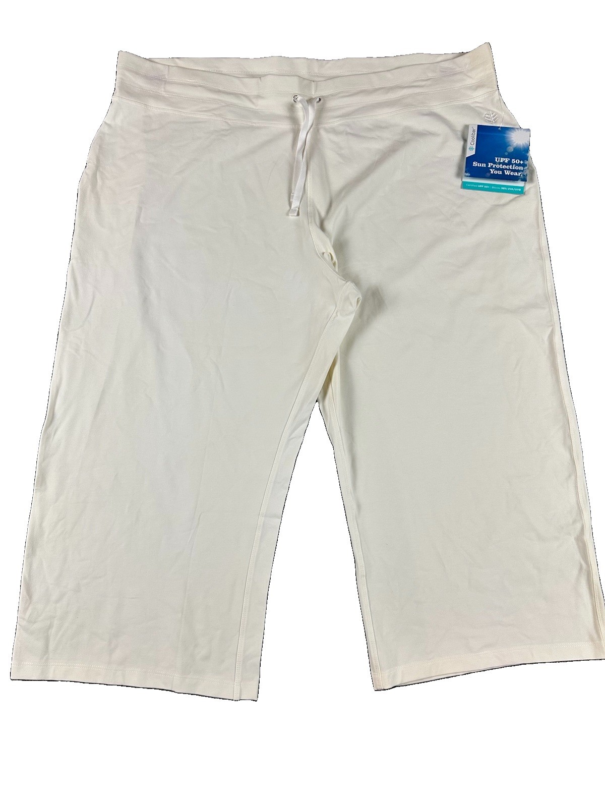 Coolibar Womens XXL Cream/White Capris UPF 50+ Sun Protection Cotton Bamboo NEW