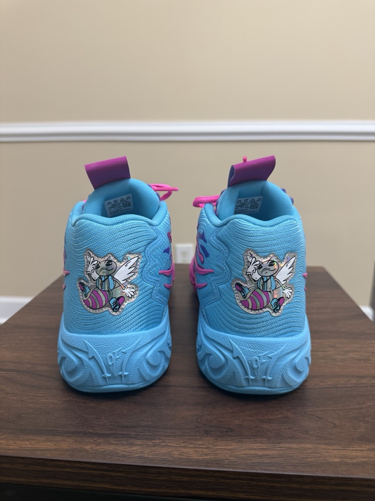 PUMA LaMelo Ball MB.01 Mid Top Basketball Sneakers Pink/Blue Lace Up 9.5