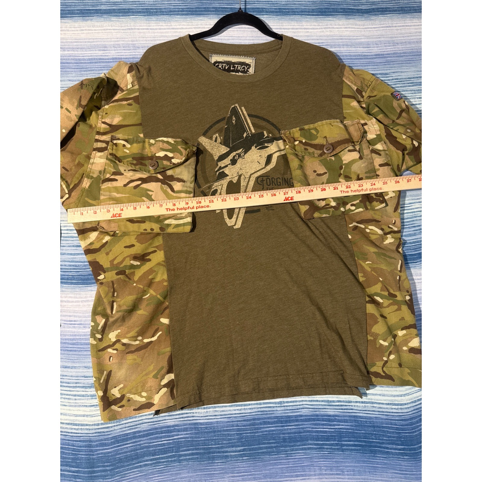 Upcycled Multicam Camo Army Hybrid Tee Forging the Future Graphic Mens 2XL