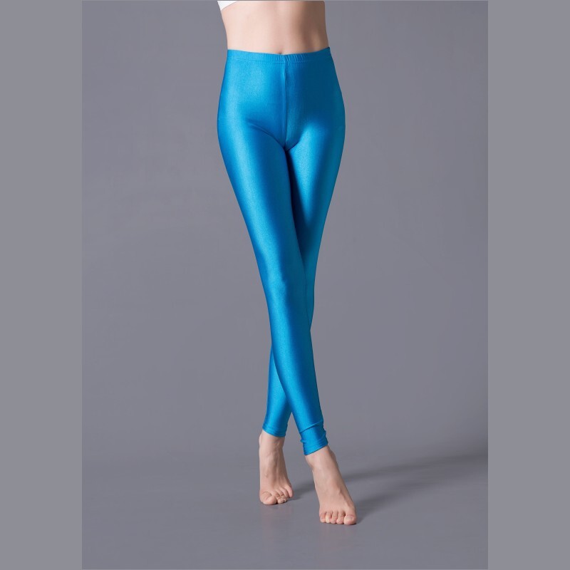 Luxallacki Oily Shiny High Waist Elastic Slim Pants Yoga Leggings Gym Sports