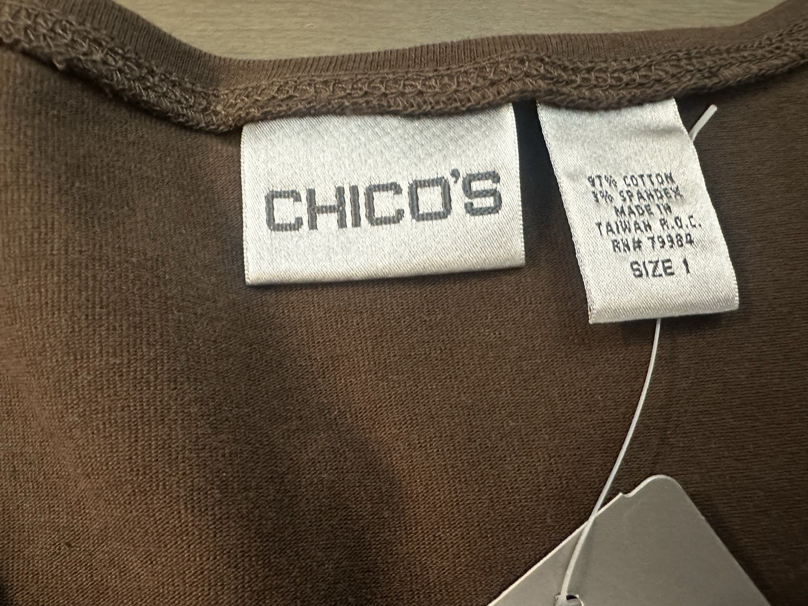 Chico’s Vintage Brown Brina V-Neck Tank Top With Ruching NWT