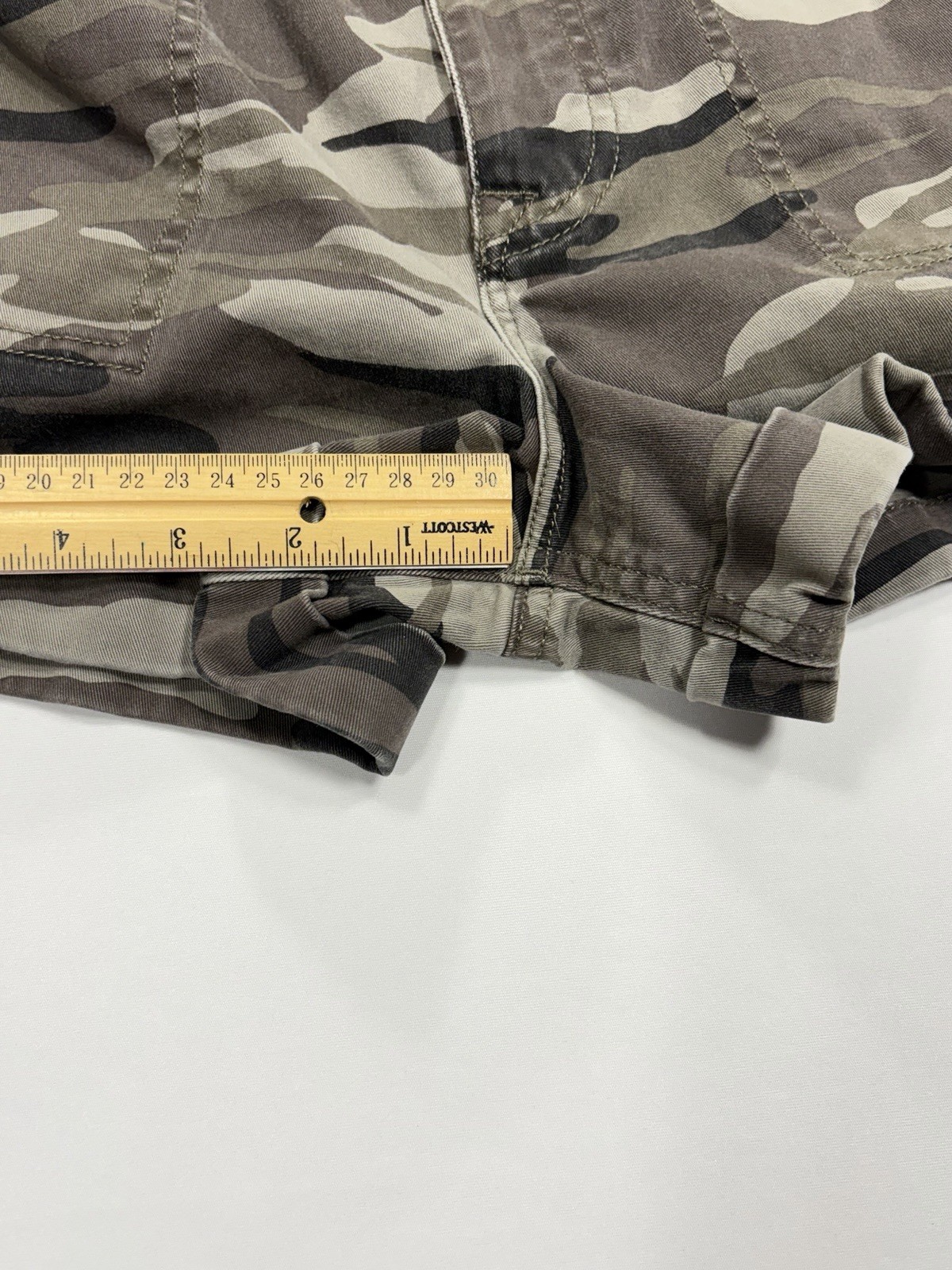 Express Shorts Camo Green Brown Women’s S/P Super High Rise Paperbag Y2K