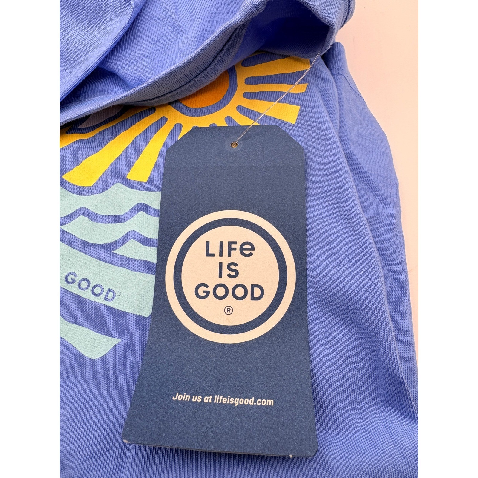 Life Is Good Womens Crusher Tee Wave Heart Blue Graphic T-Shirt Large NWT