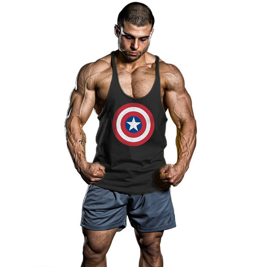 Mens Workout Stringer Tank Tops Muscle Sleeveless Shirts Gym Bodybuilding Vest