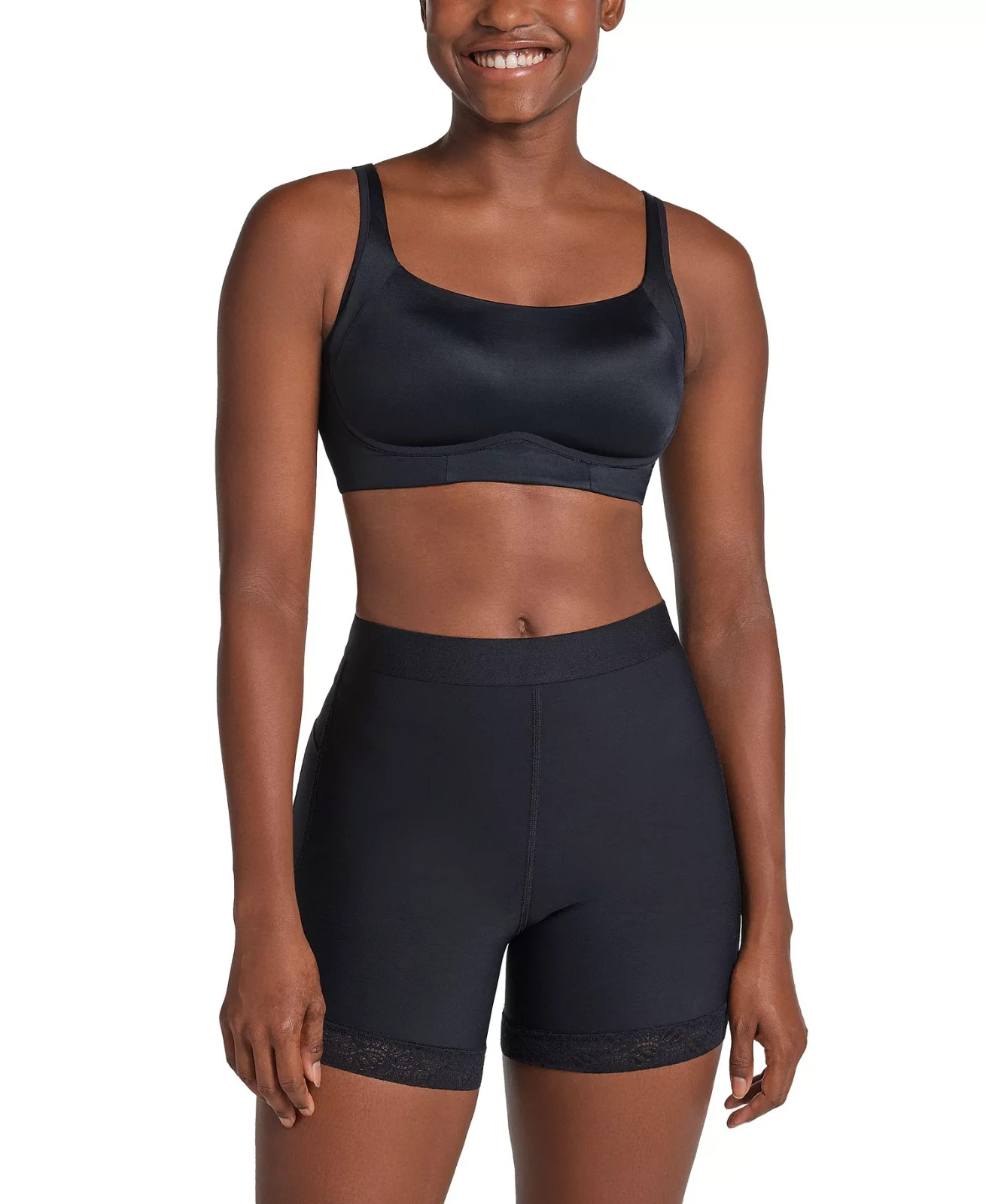 Leonisa Womens Mid Rise Sculpting Butt Lifter Shaper Shorts 012983 Size M Black