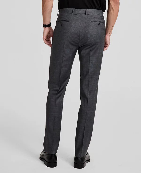 Calvin Klein Men’s Gray Slim-Fit Wool-Blend Stretch Suit Pants Size: 30W x 30L