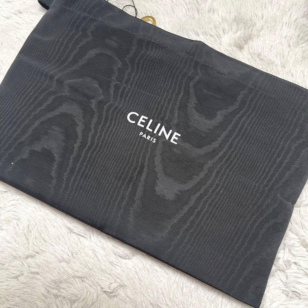 CELINE Clutch Bag Khaki Quilted Leather C Charm Pouch Gold Hardware Unused