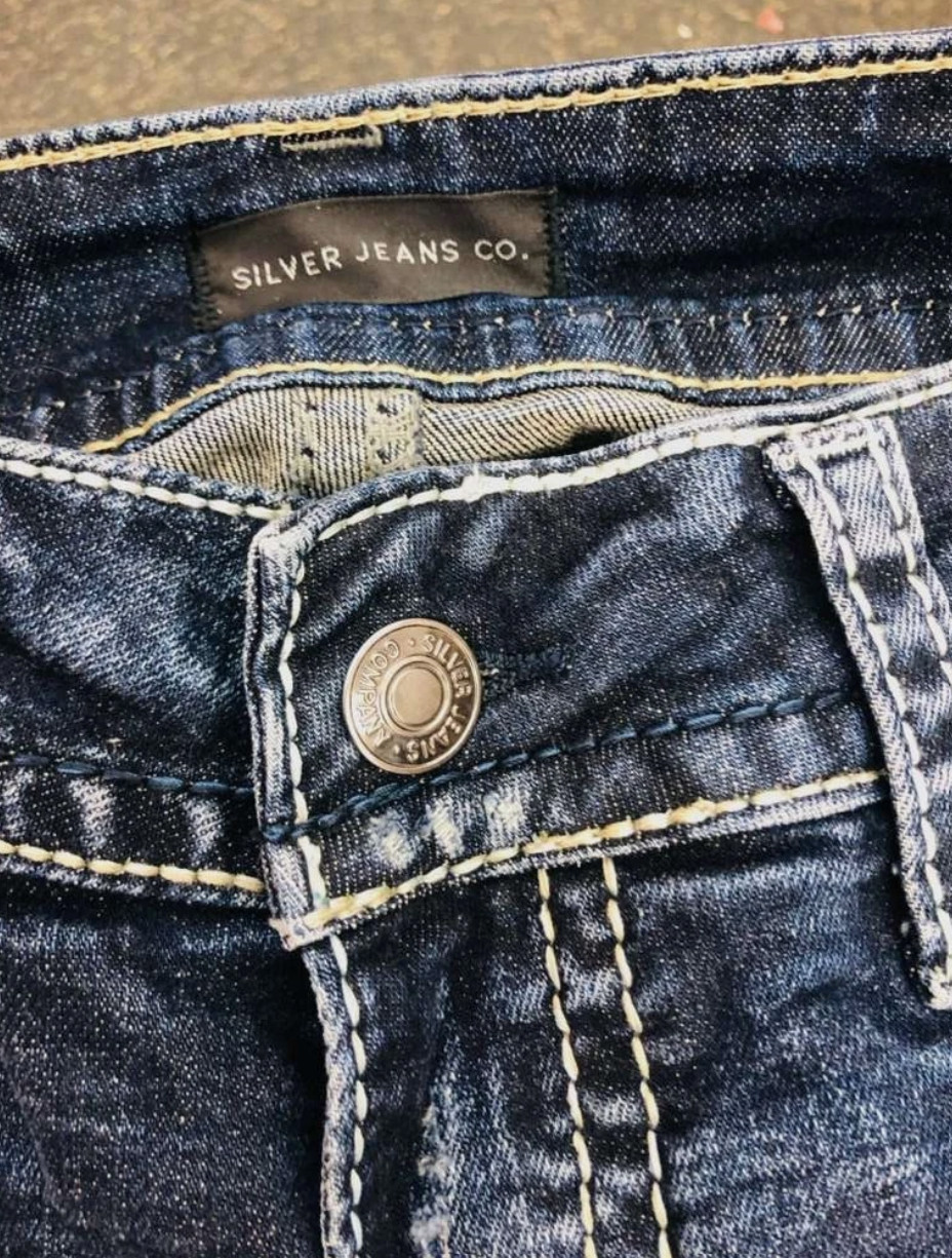 Silver Jeans Co. Suki Mid Rise Curvy Fit Straight Leg Jeans 29W x 30L Dark Blue