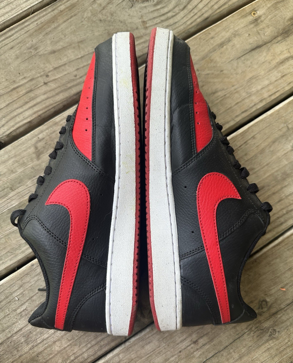 Nike Court Vision Next Nature Low “Bred” Leather Lace-Up Sneakers