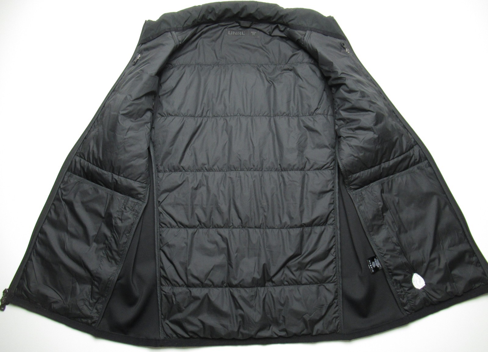 UNRL Quilted Puffer Vest Black Mens Medium Embroidered FREE SHIP