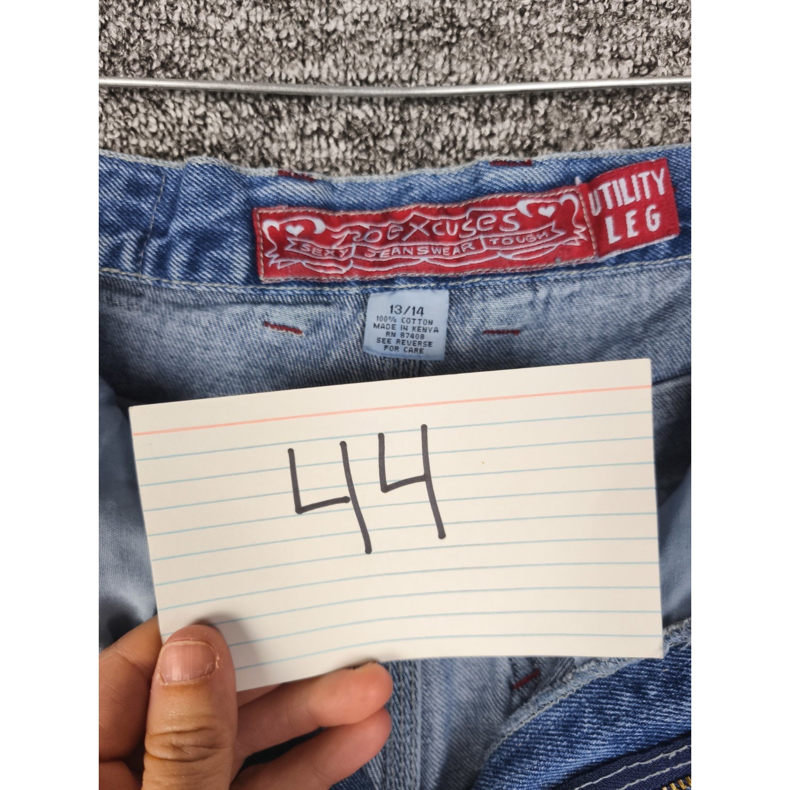 Vintage Y2K No Excuses Utility Leg Carpenter Jeans 13/14 Baggy Wide Leg Blue