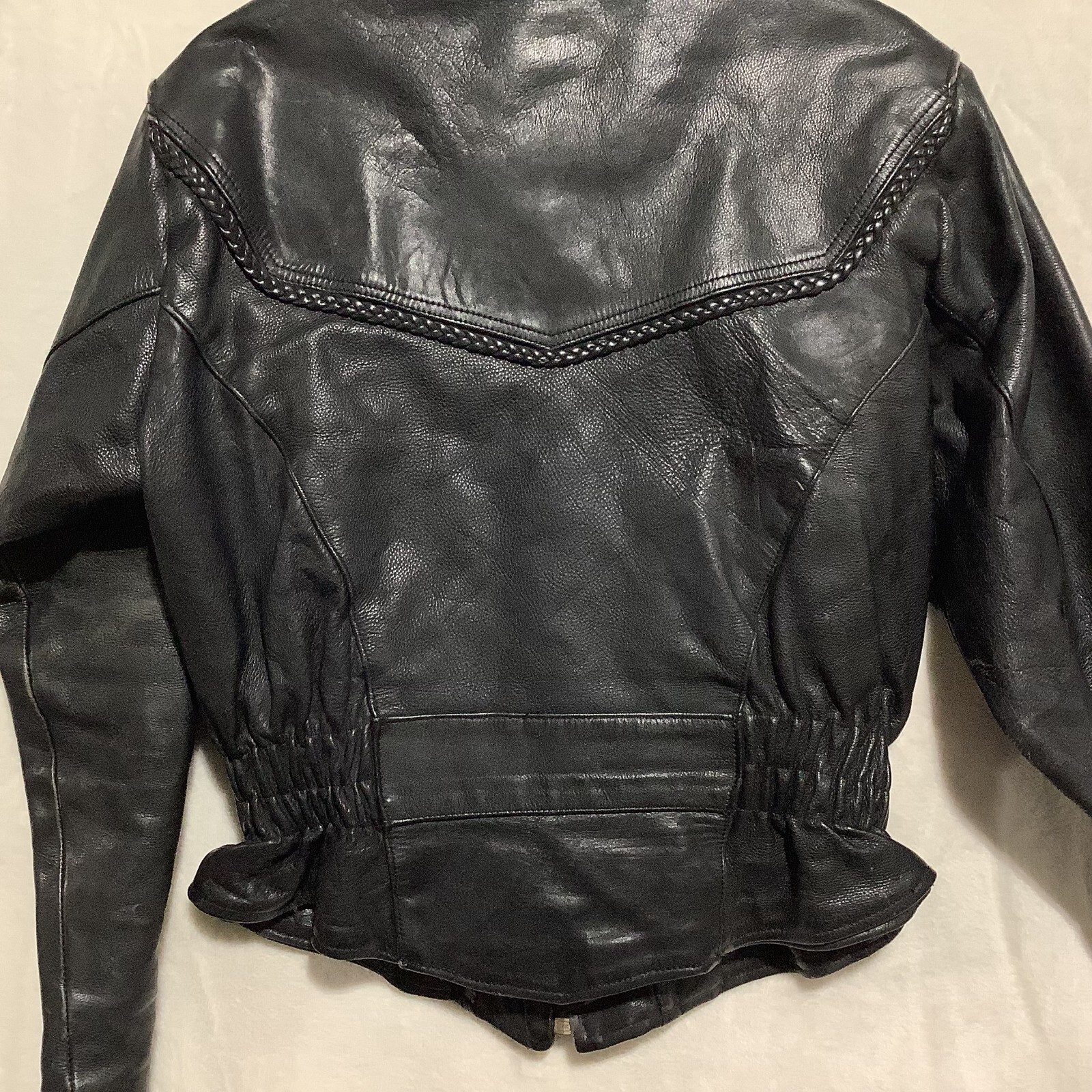 VTG RARE Trim Leather Jacket Braid Thinsulate Heavy Motorcycle Biker Liner 90s L