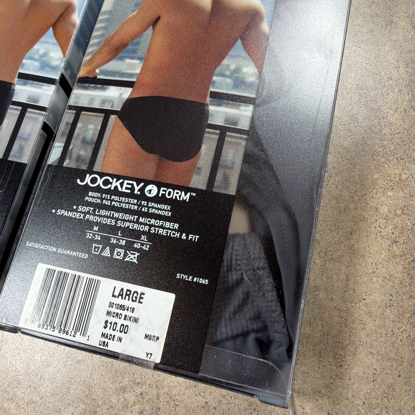 Vtg 2004 USA Jockey Form Mens Microfiber Bikini Briefs (2) Black & Gray OPEN Pkg