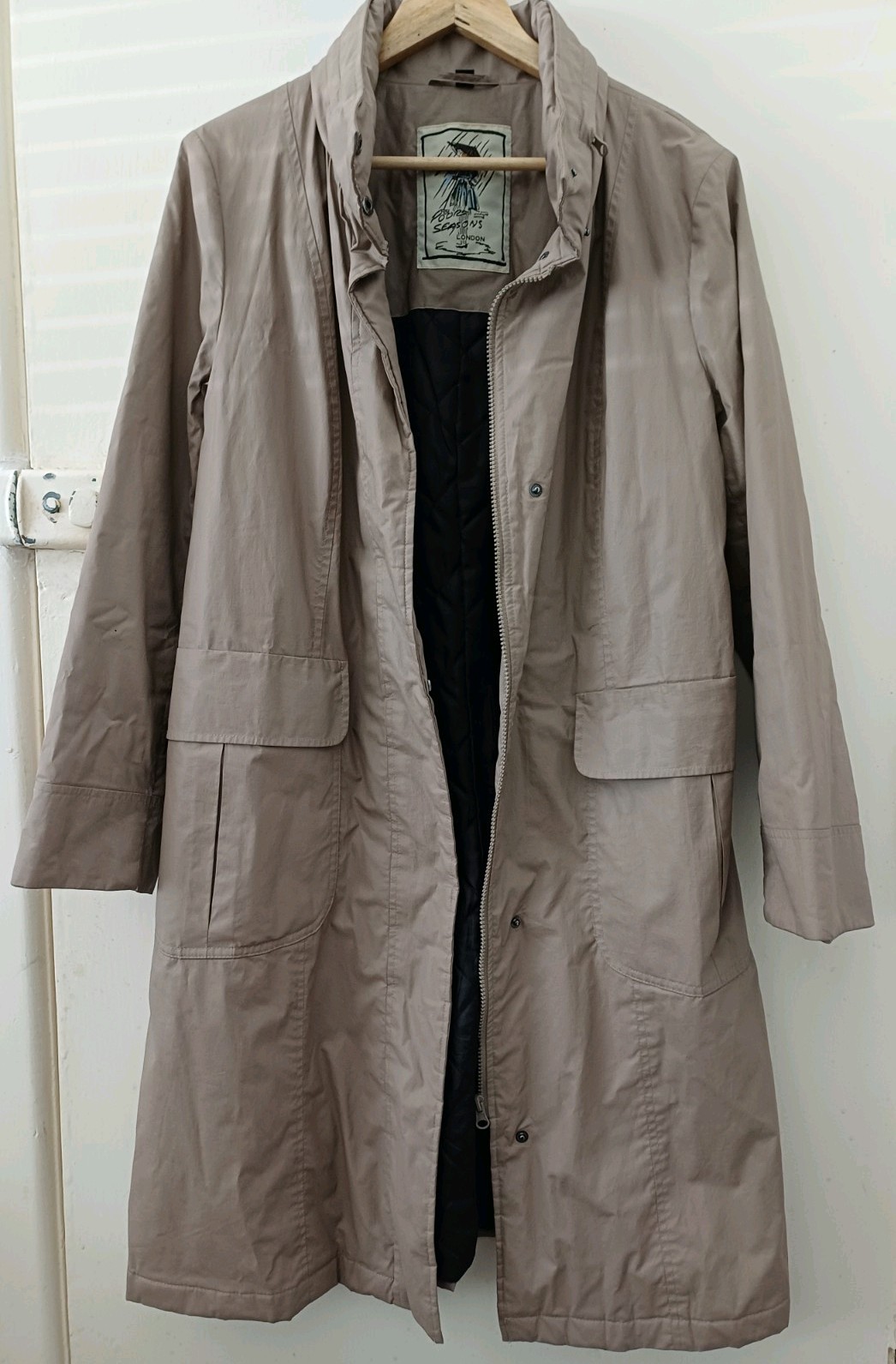Four Seasons Coffee Colour Medium Rain Coat zip hood jacket 42in drop summer