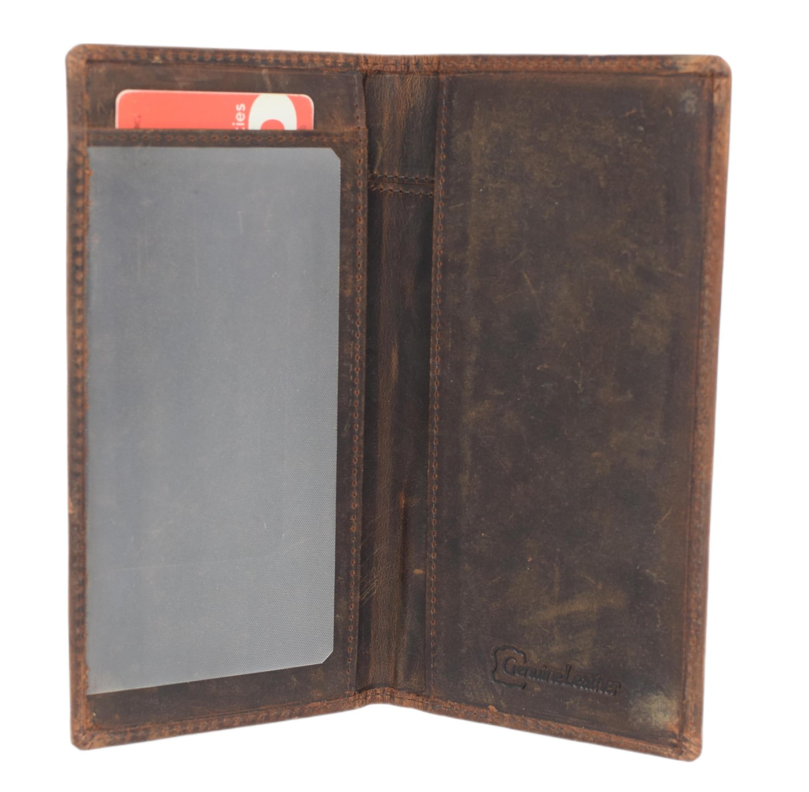 Genuine Leather Checkbook Cover Men Women Holder Wallet RFID Blocking USA Flag