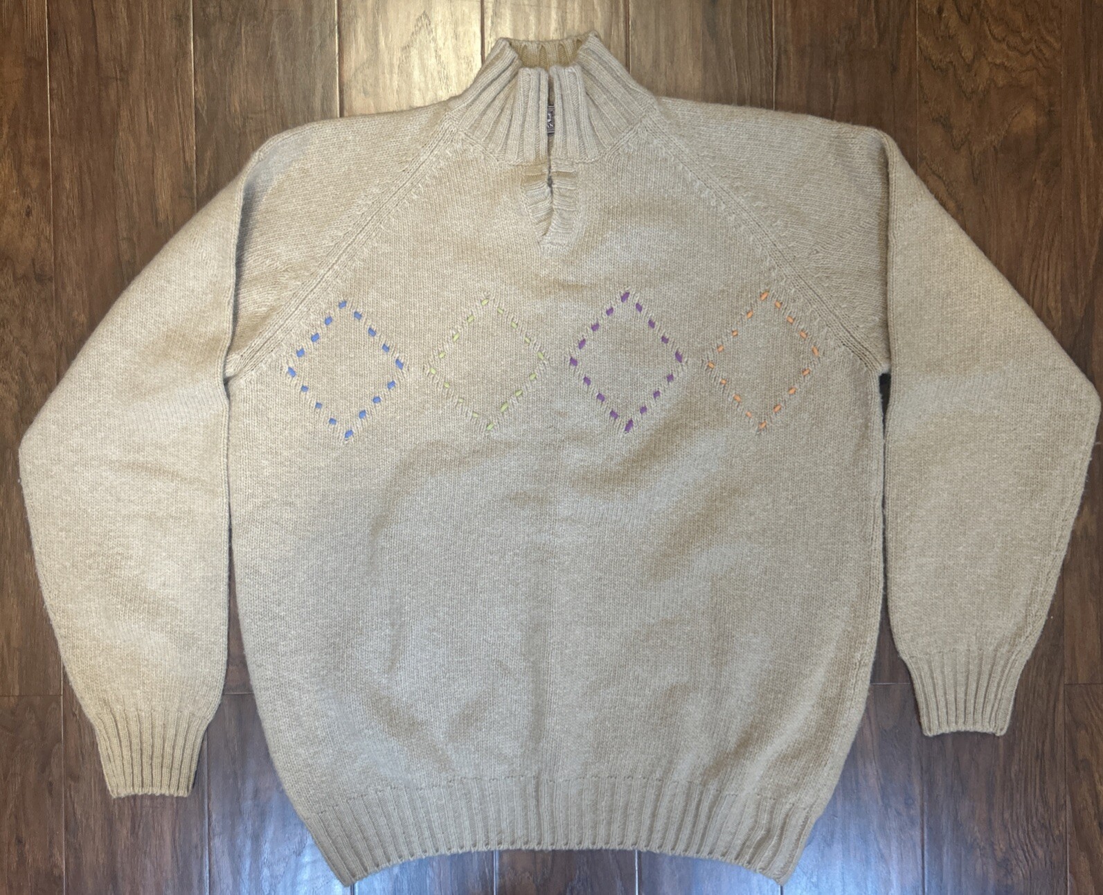 Venanzi 100% Wool Knit Sweater Made in Italy Tan/Brown Size M